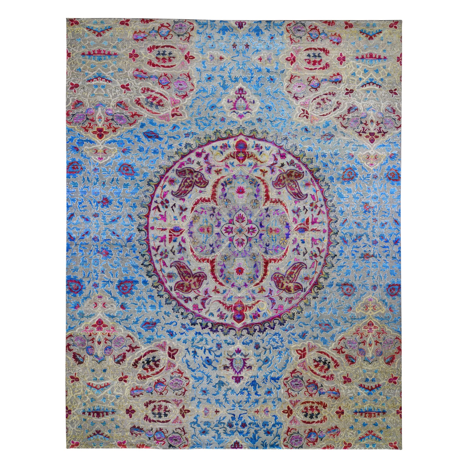 Transitional Silk Hand-Knotted Area Rug 11'10